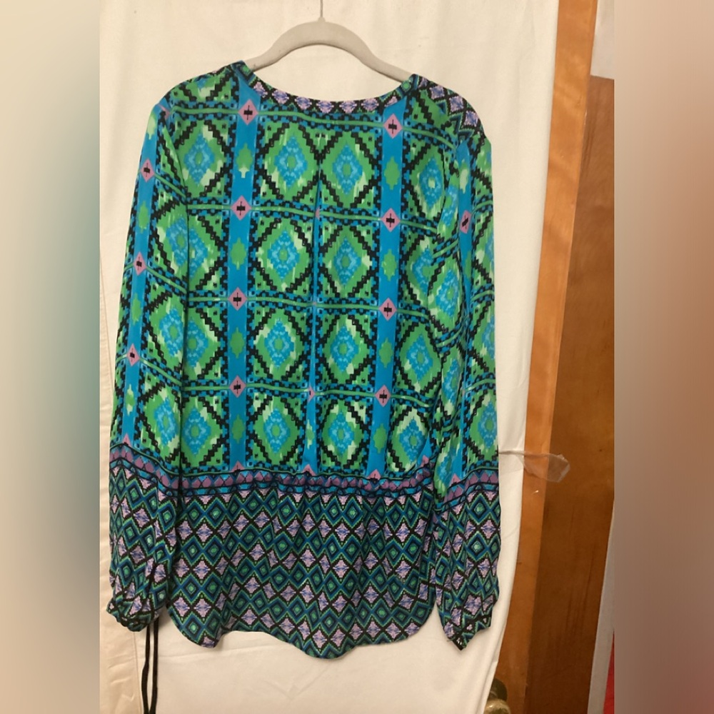 Hale Bob Multicolored Silk Printed Blouse Sz M - image 4